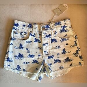 NWT Mango White Hawaiian Print Shorts Size EUR 32 100% cotton